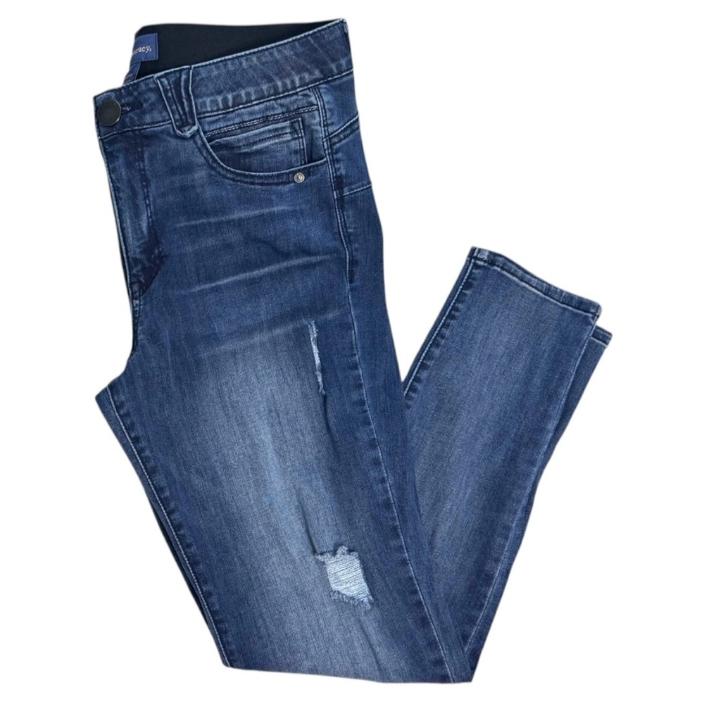 Democracy Ab Solution Dark Wash Distressed Blue Jeans EUC